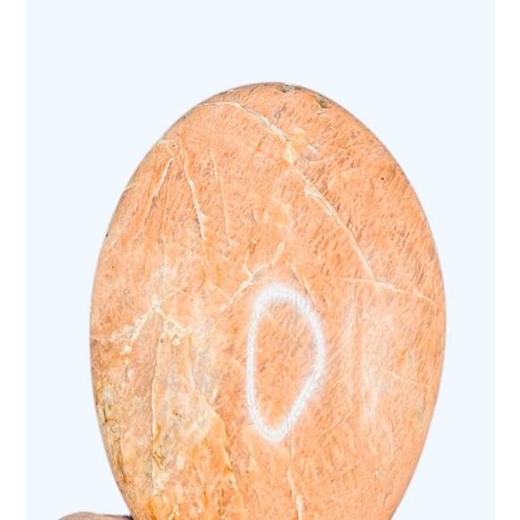 Peach Moonstone Free Form Approx 1245 ctw 4” T x 3 1/2” W - Picture 5 of 8